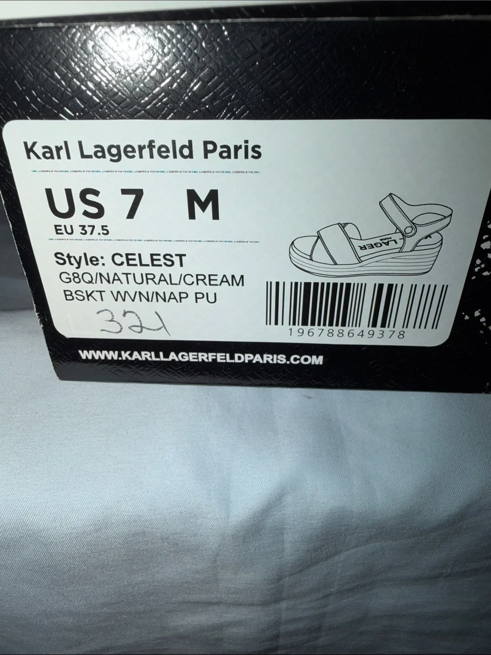 Karl Lagerfeld Tan Leather and Natural Woven Espadrille Wedge